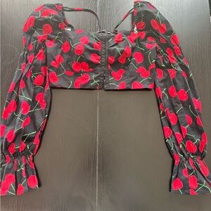 Fashion Nova Black Cherry Print Blouse